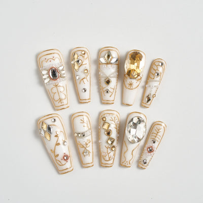 Decorative nail art designs on a white background
